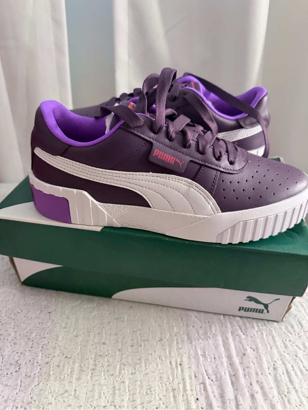 NEW Puma Cali Sport Purple White Platform Sneakers  8.5 in women